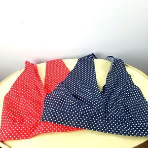 Women's Vintage Turtle Bax 70's Halter Poka Dot Bikini Top Bundle Size Large
